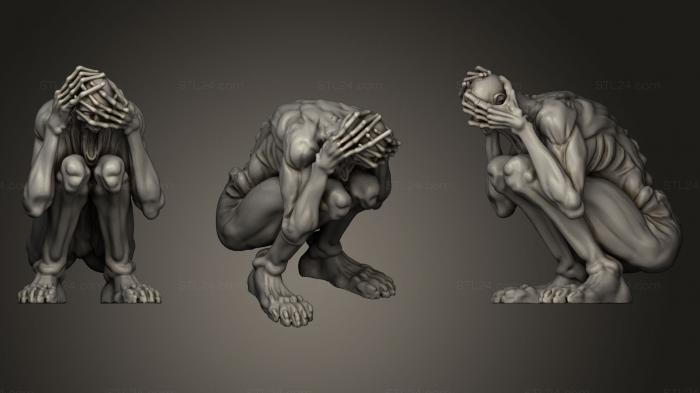Figurines heroes, monsters and demons (the sitting demon, STKM_0369) 3D models for cnc